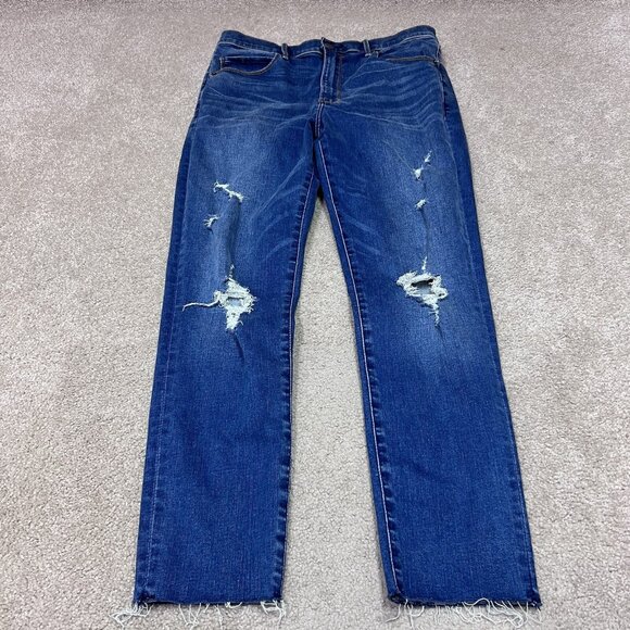 Abercrombie & Fitch Ultra High Rise Super Skinny Jeans Blue Distressed 12S NWT - Picture 1 of 13